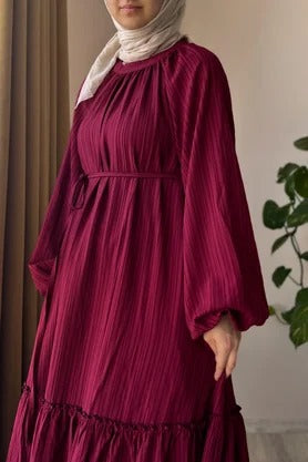 Cotton Dress | 145 cm, One Size, Crinkle Cotton with Belt & Pockets