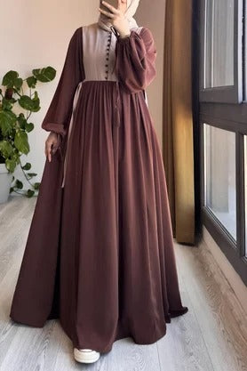 Button‑Front Panel Dress | Egyptian Silk, 145 cm, One Size 38–46