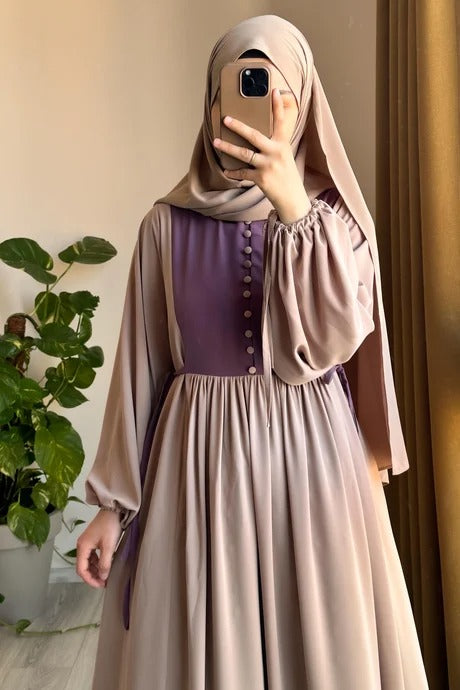 Button‑Front Panel Dress | Egyptian Silk, 145 cm, One Size 38–46