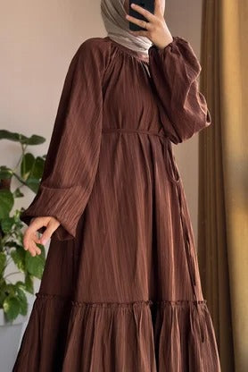 Cotton Dress | 145 cm, One Size, Crinkle Cotton with Belt & Pockets