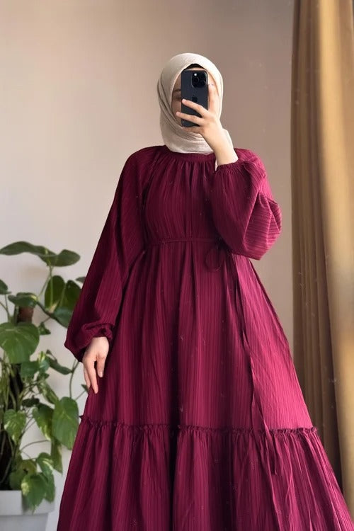 Cotton Dress | 145 cm, One Size, Crinkle Cotton with Belt & Pockets