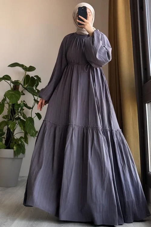 Cotton Dress | 145 cm, One Size, Crinkle Cotton with Belt & Pockets
