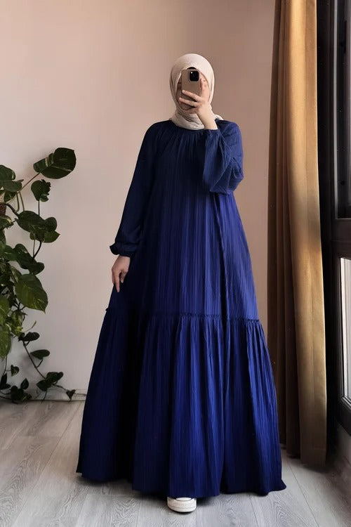 Cotton Dress | 145 cm, One Size, Crinkle Cotton with Belt & Pockets