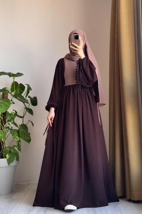 Button‑Front Panel Dress | Egyptian Silk, 145 cm, One Size 38–46