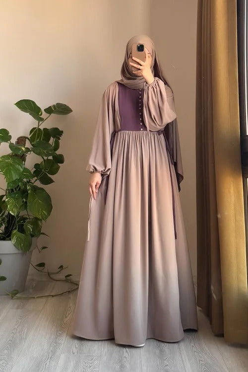 Button‑Front Panel Dress | Egyptian Silk, 145 cm, One Size 38–46
