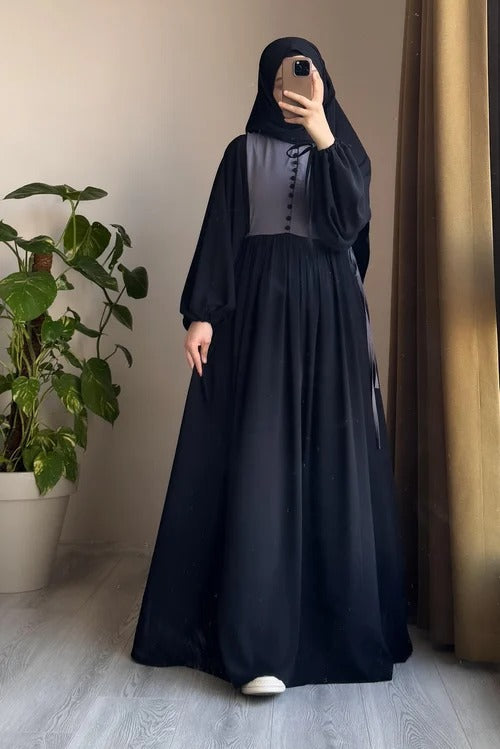 Button‑Front Panel Dress | Egyptian Silk, 145 cm, One Size 38–46