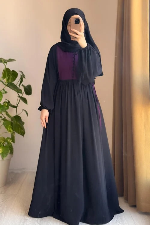Button‑Front Panel Dress | Egyptian Silk, 145 cm, One Size 38–46