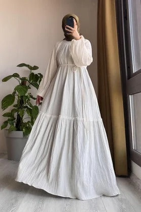 Cotton Dress | 145 cm, One Size, Crinkle Cotton with Belt & Pockets