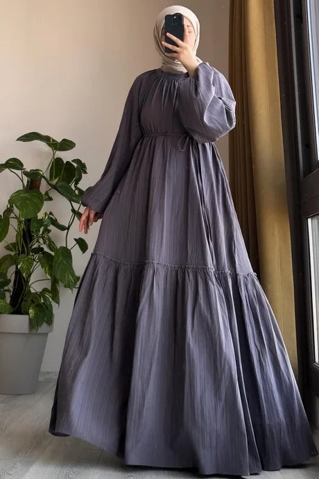 Cotton Dress | 145 cm, One Size, Crinkle Cotton with Belt & Pockets