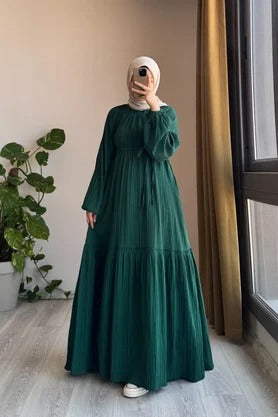 Cotton Dress | 145 cm, One Size, Crinkle Cotton with Belt & Pockets