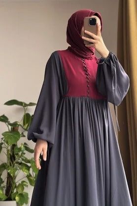 Button‑Front Panel Dress | Egyptian Silk, 145 cm, One Size 38–46