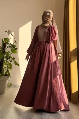 Button‑Front Panel Dress | Egyptian Silk, 145 cm, One Size 38–46