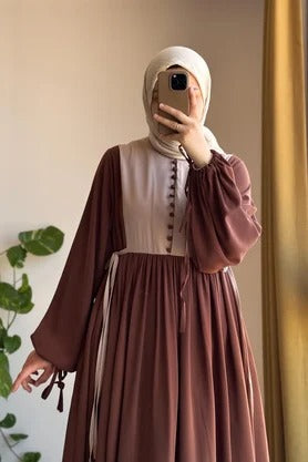 Button‑Front Panel Dress | Egyptian Silk, 145 cm, One Size 38–46