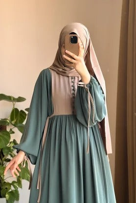 Button‑Front Panel Dress | Egyptian Silk, 145 cm, One Size 38–46