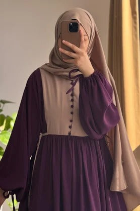 Button‑Front Panel Dress | Egyptian Silk, 145 cm, One Size 38–46