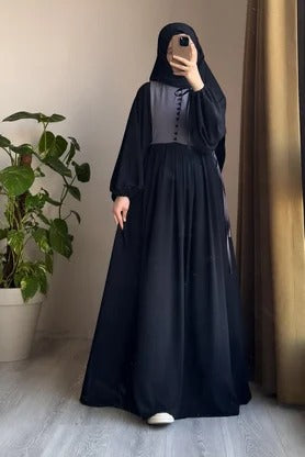 Button‑Front Panel Dress | Egyptian Silk, 145 cm, One Size 38–46