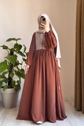 Button‑Front Panel Dress | Egyptian Silk, 145 cm, One Size 38–46