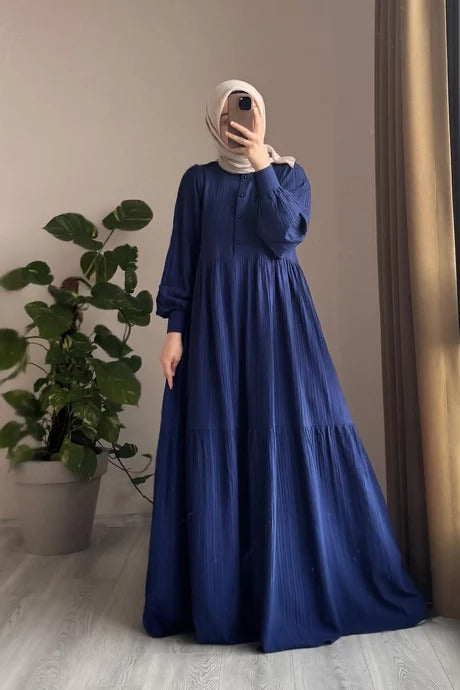Mihrishah Dress | 145 cm, One‑Size Adjustable, Button‑Down Cotton