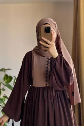 Button‑Front Panel Dress | Egyptian Silk, 145 cm, One Size 38–46