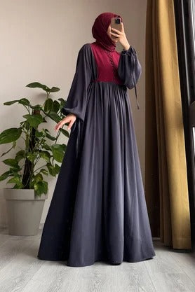 Button‑Front Panel Dress | Egyptian Silk, 145 cm, One Size 38–46