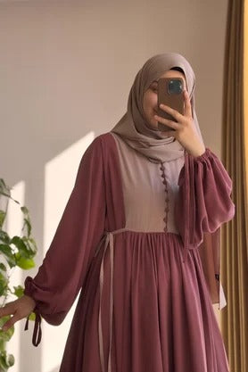 Button‑Front Panel Dress | Egyptian Silk, 145 cm, One Size 38–46