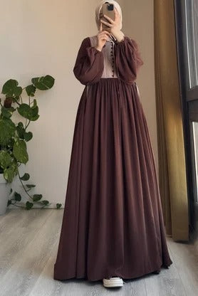 Button‑Front Panel Dress | Egyptian Silk, 145 cm, One Size 38–46