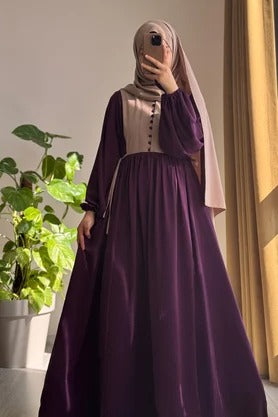 Button‑Front Panel Dress | Egyptian Silk, 145 cm, One Size 38–46