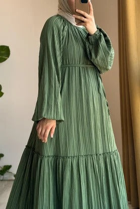 Cotton Dress | 145 cm, One Size, Crinkle Cotton with Belt & Pockets