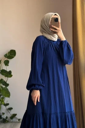 Cotton Dress | 145 cm, One Size, Crinkle Cotton with Belt & Pockets