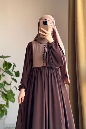 Button‑Front Panel Dress | Egyptian Silk, 145 cm, One Size 38–46
