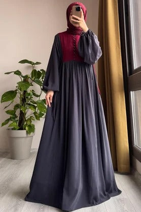 Button‑Front Panel Dress | Egyptian Silk, 145 cm, One Size 38–46