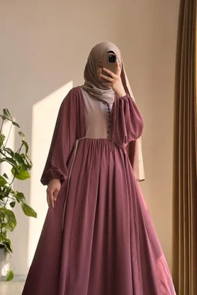 Button‑Front Panel Dress | Egyptian Silk, 145 cm, One Size 38–46
