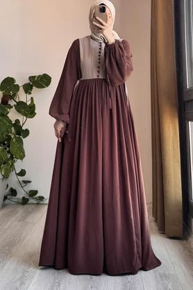 Button‑Front Panel Dress | Egyptian Silk, 145 cm, One Size 38–46