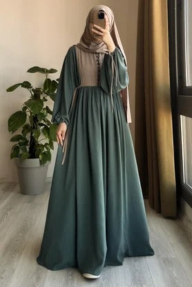 Button‑Front Panel Dress | Egyptian Silk, 145 cm, One Size 38–46