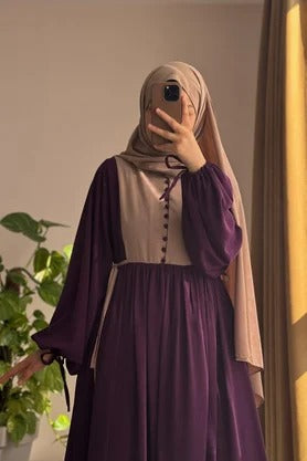 Button‑Front Panel Dress | Egyptian Silk, 145 cm, One Size 38–46