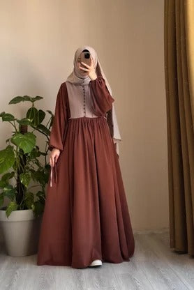 Button‑Front Panel Dress | Egyptian Silk, 145 cm, One Size 38–46