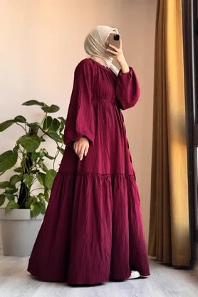 Cotton Dress | 145 cm, One Size, Crinkle Cotton with Belt & Pockets