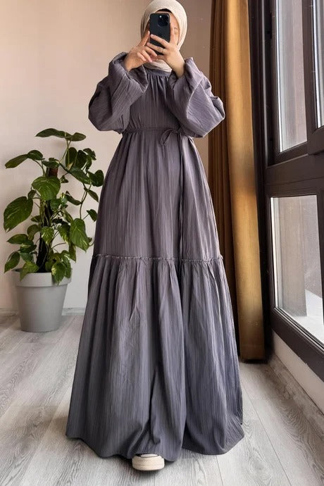 Cotton Dress | 145 cm, One Size, Crinkle Cotton with Belt & Pockets