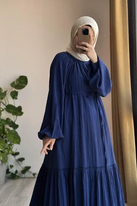 Cotton Dress | 145 cm, One Size, Crinkle Cotton with Belt & Pockets