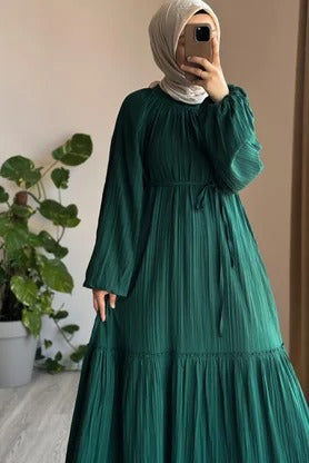 Cotton Dress | 145 cm, One Size, Crinkle Cotton with Belt & Pockets