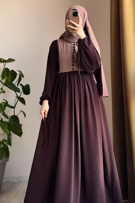 Button‑Front Panel Dress | Egyptian Silk, 145 cm, One Size 38–46