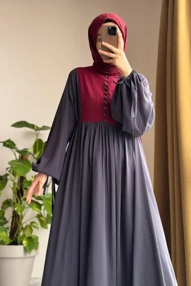 Button‑Front Panel Dress | Egyptian Silk, 145 cm, One Size 38–46