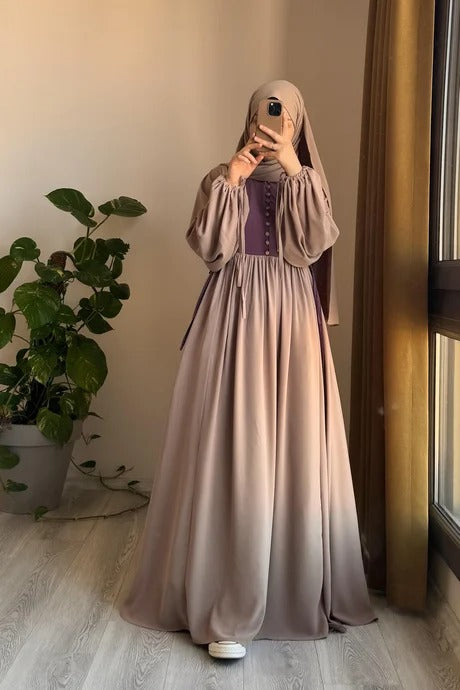Button‑Front Panel Dress | Egyptian Silk, 145 cm, One Size 38–46