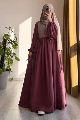 Button‑Front Panel Dress | Egyptian Silk, 145 cm, One Size 38–46