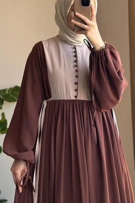 Button‑Front Panel Dress | Egyptian Silk, 145 cm, One Size 38–46
