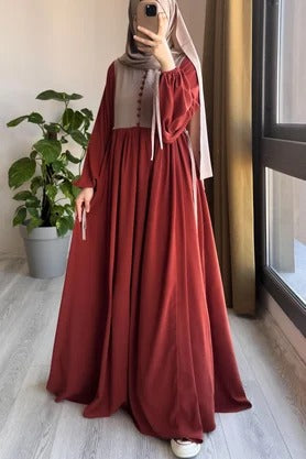 Button‑Front Panel Dress | Egyptian Silk, 145 cm, One Size 38–46