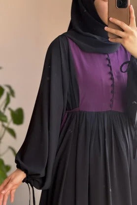 Button‑Front Panel Dress | Egyptian Silk, 145 cm, One Size 38–46