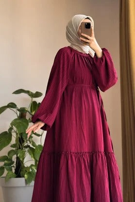 Cotton Dress | 145 cm, One Size, Crinkle Cotton with Belt & Pockets