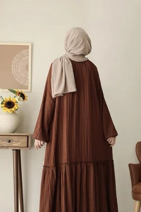 Cotton Dress | 145 cm, One Size, Crinkle Cotton with Belt & Pockets