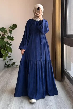 Cotton Dress | 145 cm, One Size, Crinkle Cotton with Belt & Pockets